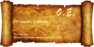 Orowan Emese névjegykártya